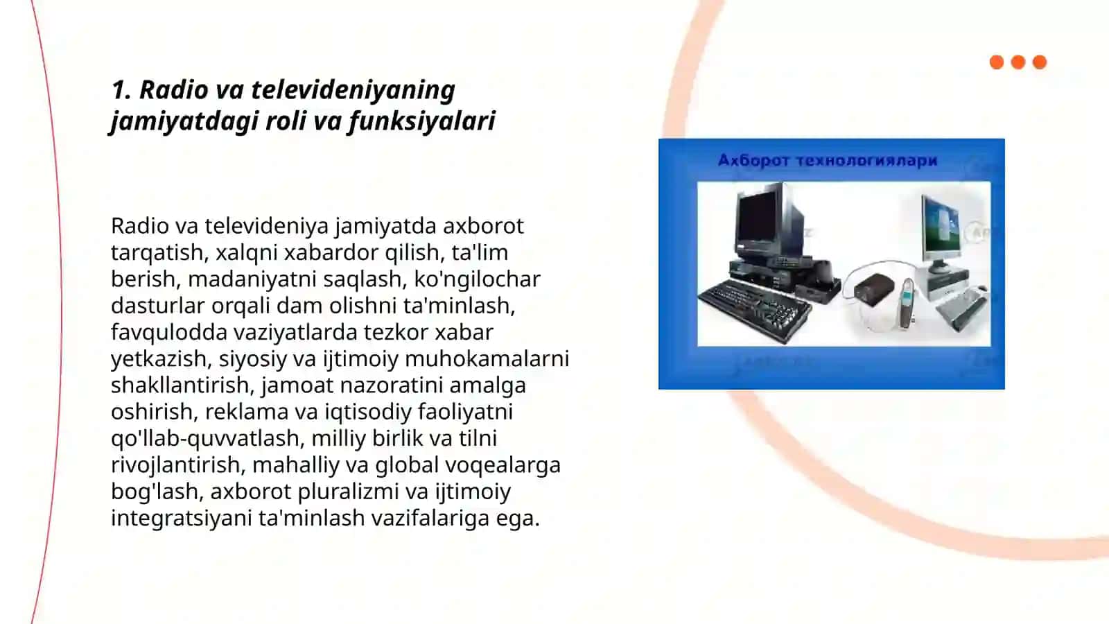 Radio va televideniyaning jamiyatdagi roli va funksiyalari 3