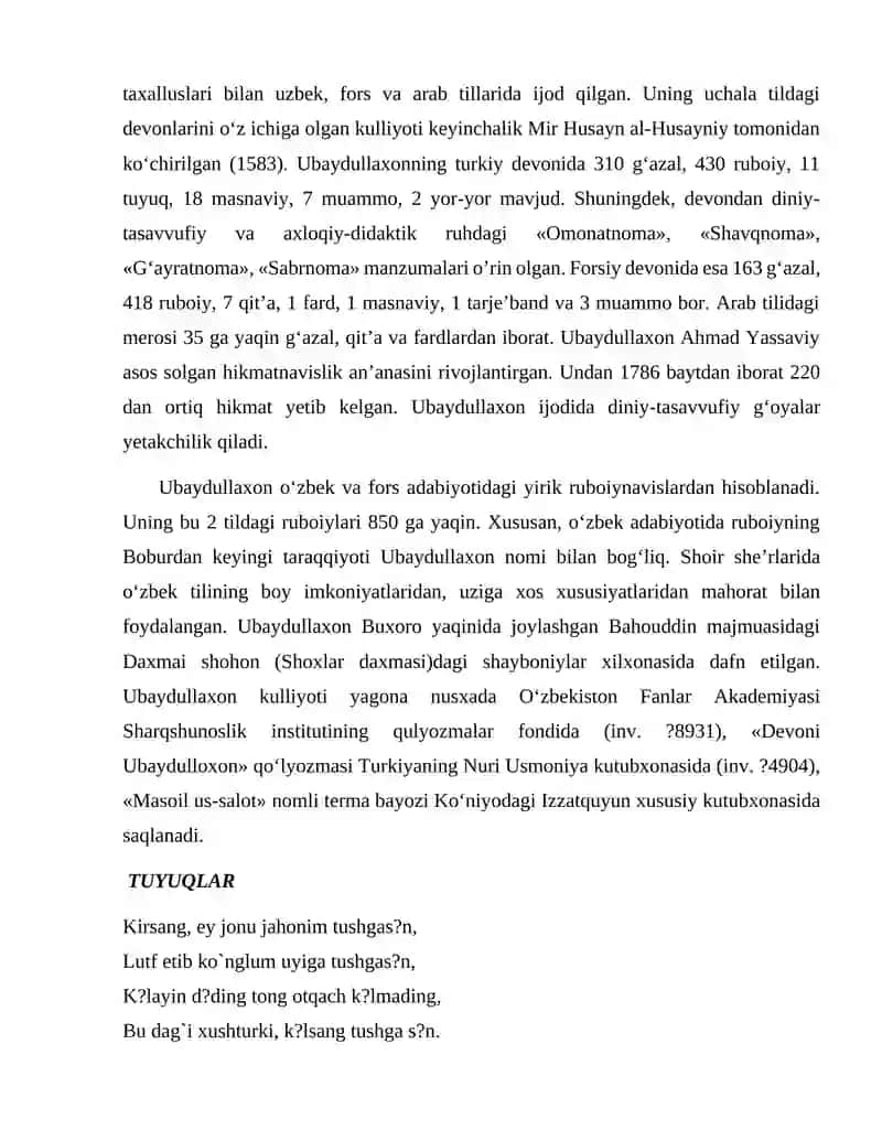 Qul Ubaydiyning tuyuqlarini tahlil qilish 3