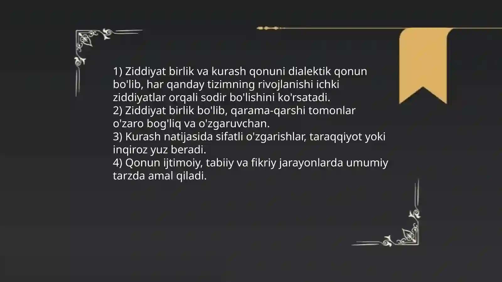Ziddiyat birlik va kurash qonuni 3