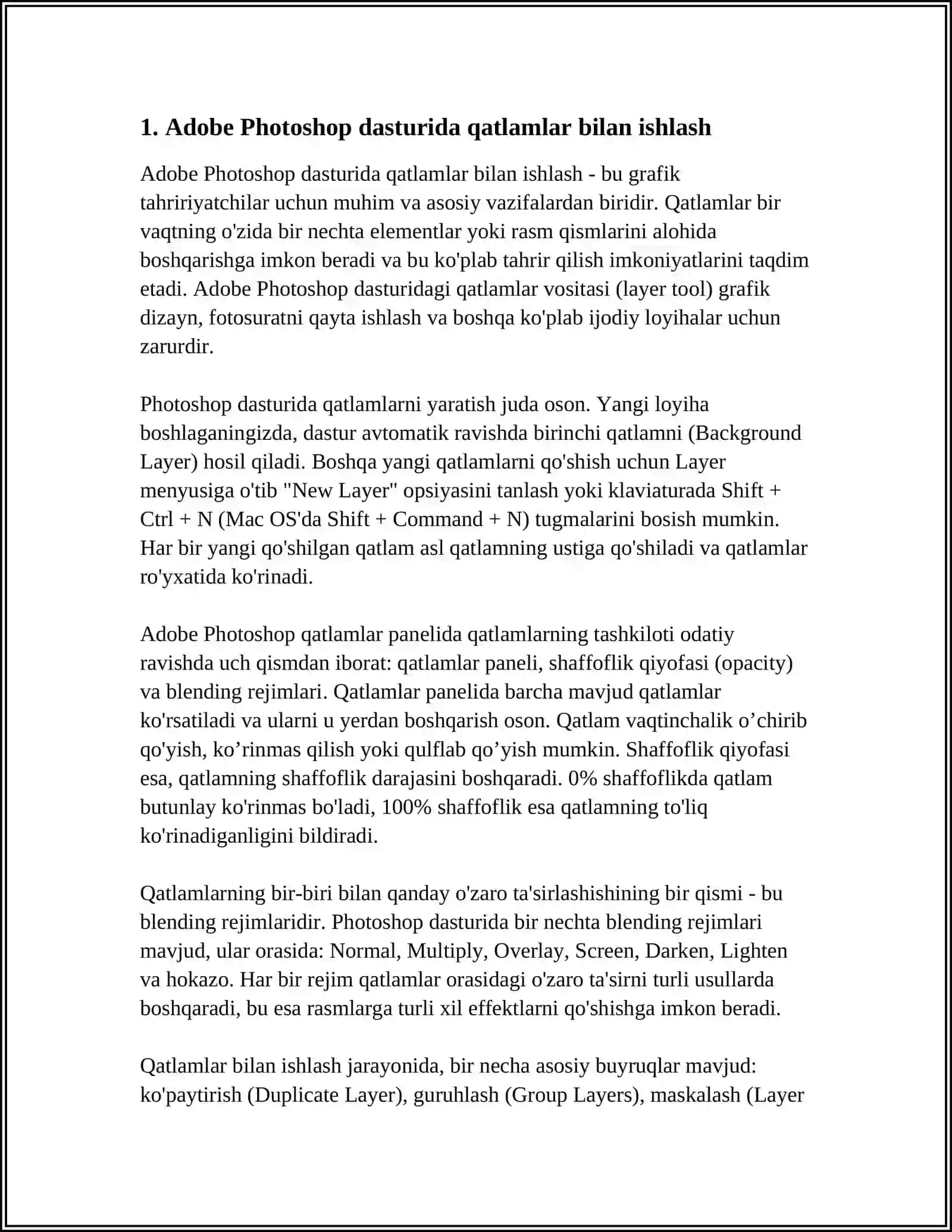 ADOBE PHOTOSHOP DASTURIDA FILTRLAR BILAN ISHLASH 3