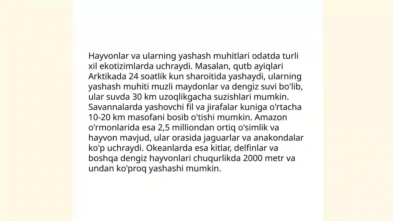 Hayvonlar va ularning yashash muhitlari 3