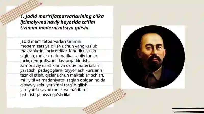 Jadid mar'rifatparvarlarining o'lka ijtimoiy-ma'naviy hayotida tutgan o'rni 3