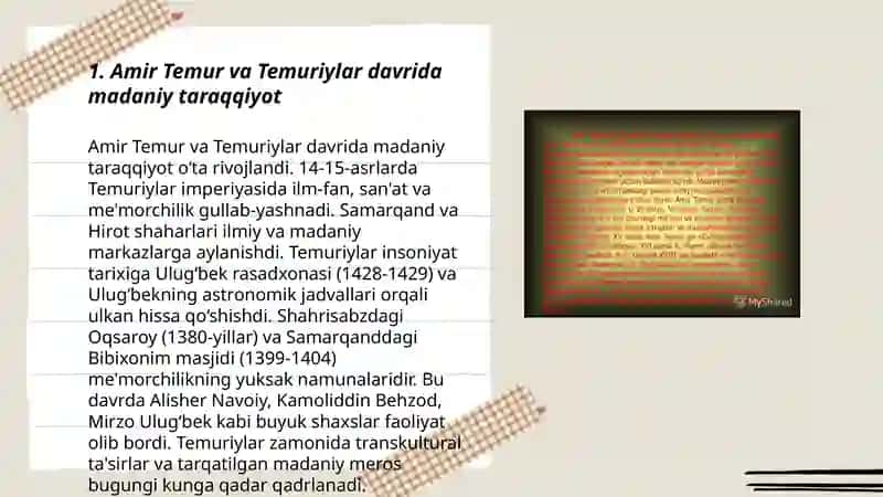 Amir Temur va Temuriylar davrida madaniy taraqqiyot 3