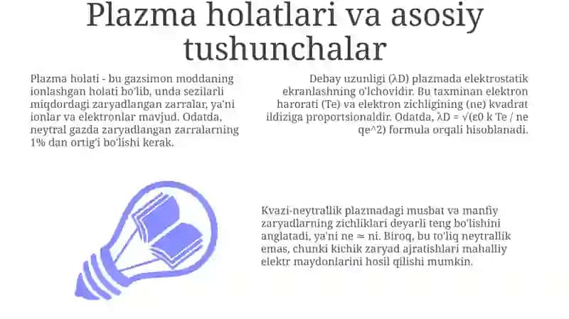 Plazma holatlari va tavsiflari 3