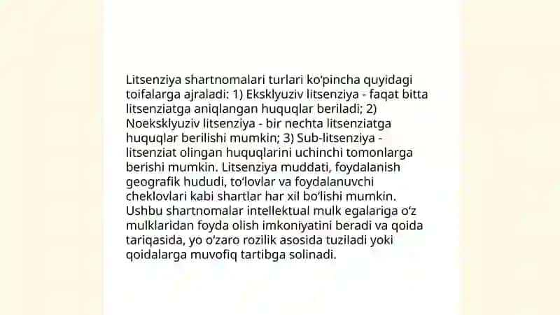 Litsenziyalash shartnomalari bo'yicha muzokaralar 3
