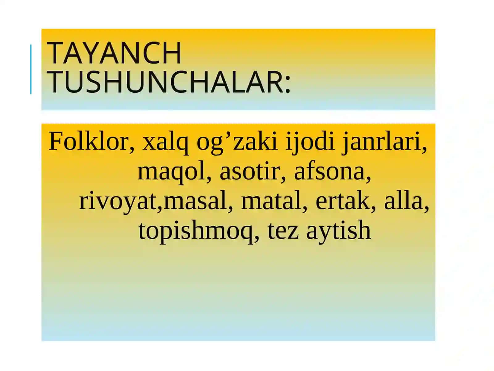 XALQ OG’ZAKI IJODI. MAQOLLAR. TOPISHMOQLAR 3