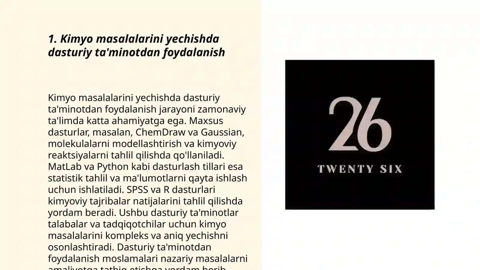 Kimyo masalalarini yechishda dasturiy ta'minotdan foydalanish 3
