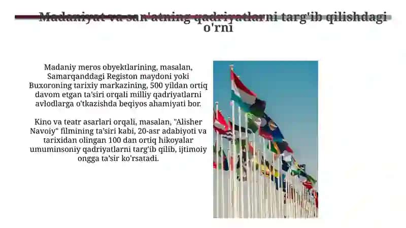 Madaniyat va san'atning qadriyatlarni targ'ib qilishdagi o'rni 3