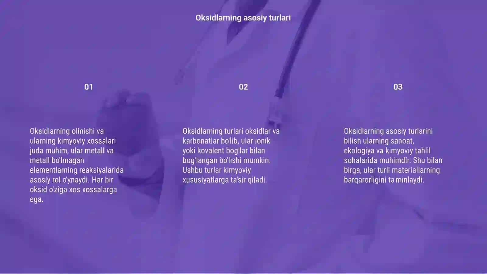 Oksidlarning olinishi va kimyoviy xossalari 3