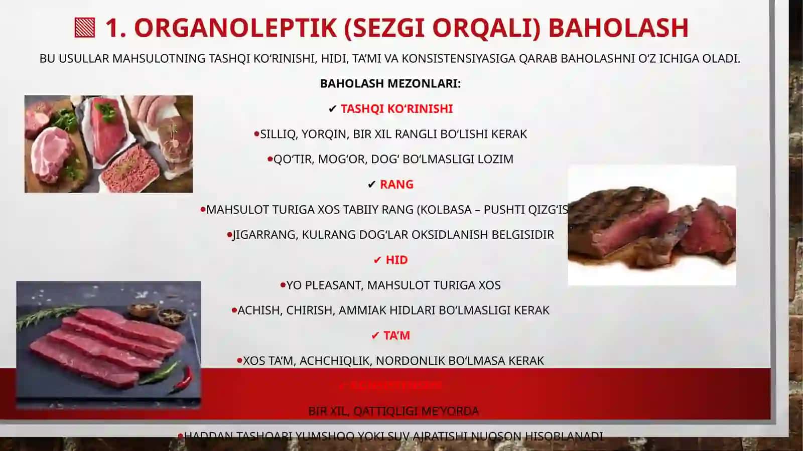Qayta ishlanadigan go‘shtmahsulotlarini sifatini baholashni o‘rganish 3