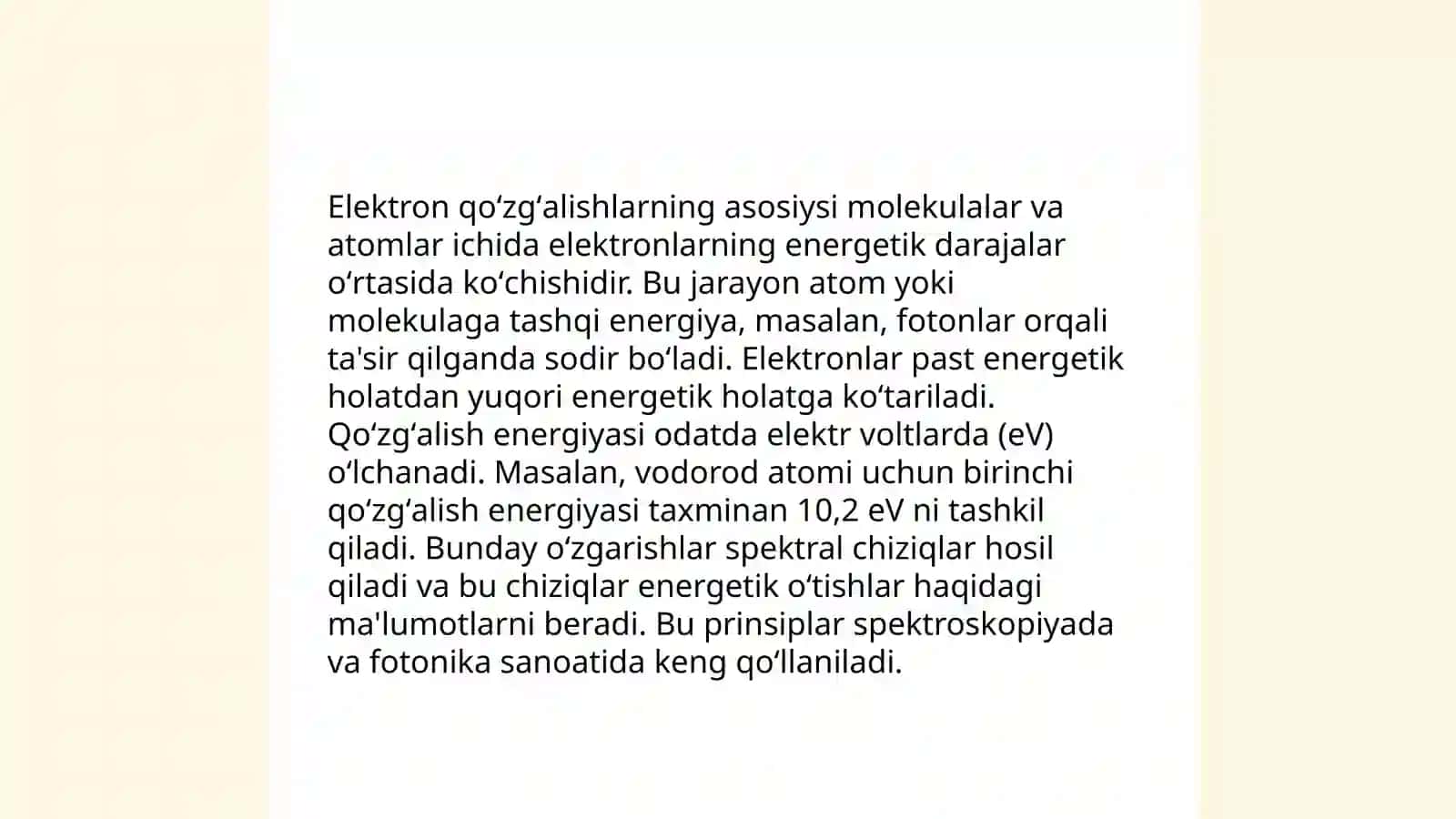 Elektron qoʼzgʼalishlarning turlari 3