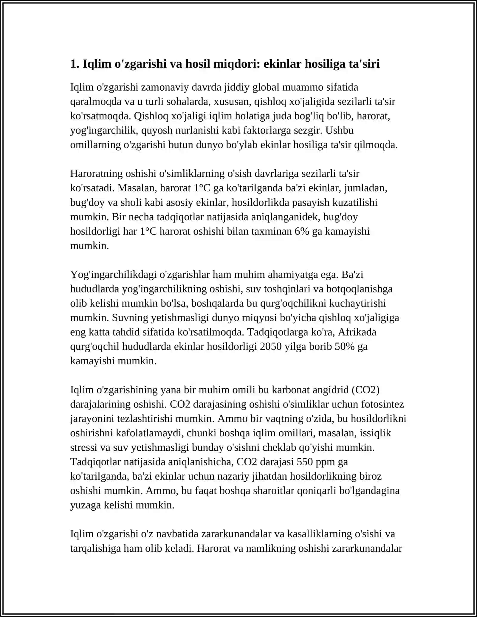 IQLIM O'ZGARISHINING QISHLOQ HO'JALIGIGA TA'SIRI 3
