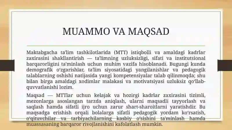 Maktabgacha ta'lim tashkiloti istiqboli va amaldagi kadrlar zaxirasini shakllantirish 3