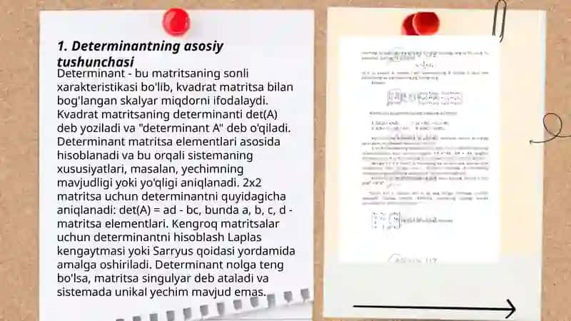 2- va 3- tartibli determinantlar va ularning xossalari. 3
