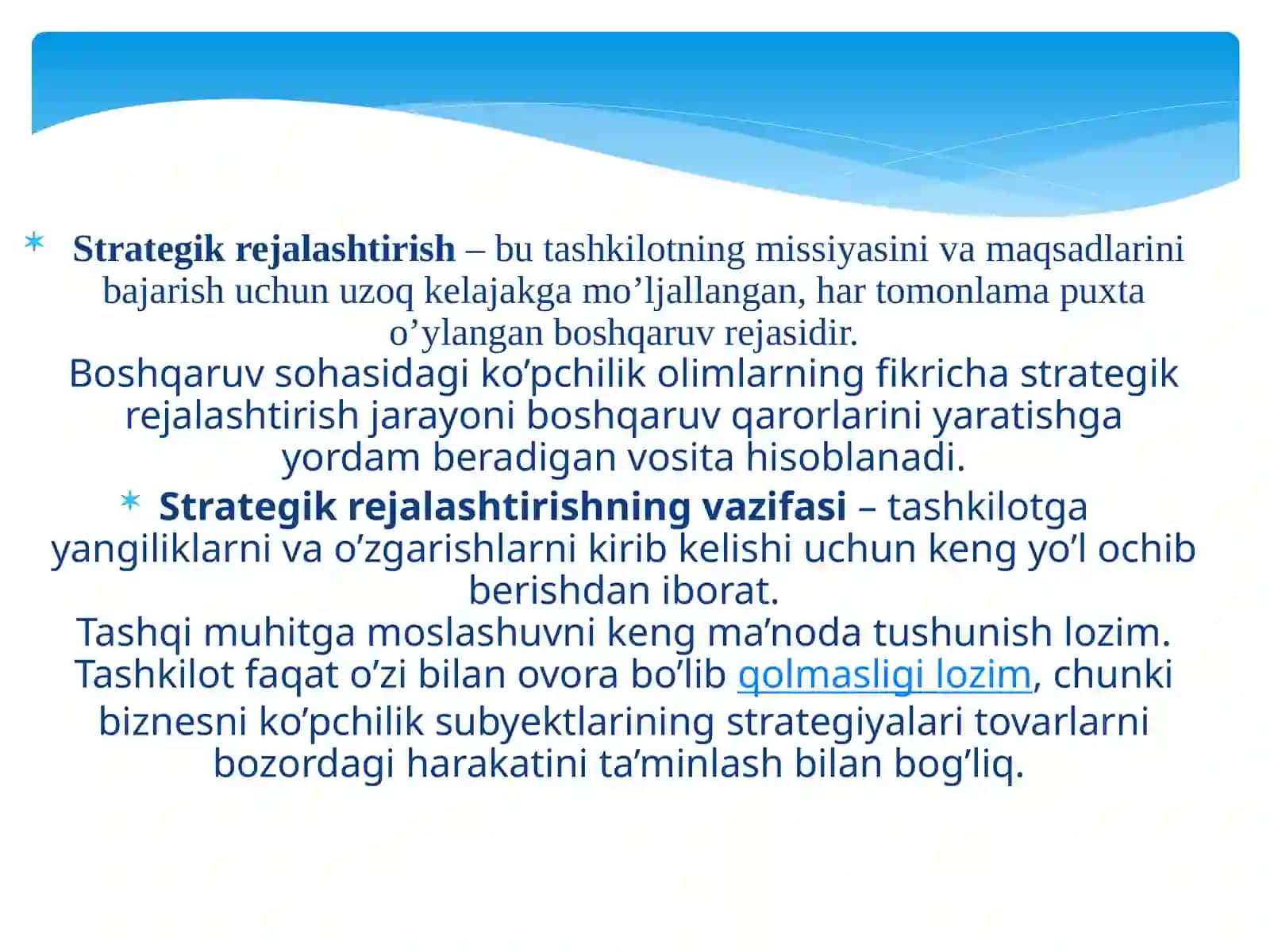 Menejment tizimida strategik va taktik rejalashtirish. 3