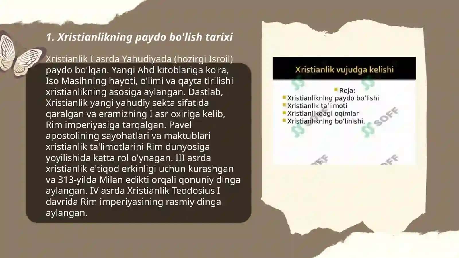 Xristianlikning paydo bo'lishi aqidalari asosiy yo'nalishlari talimotlari va manbalari 3