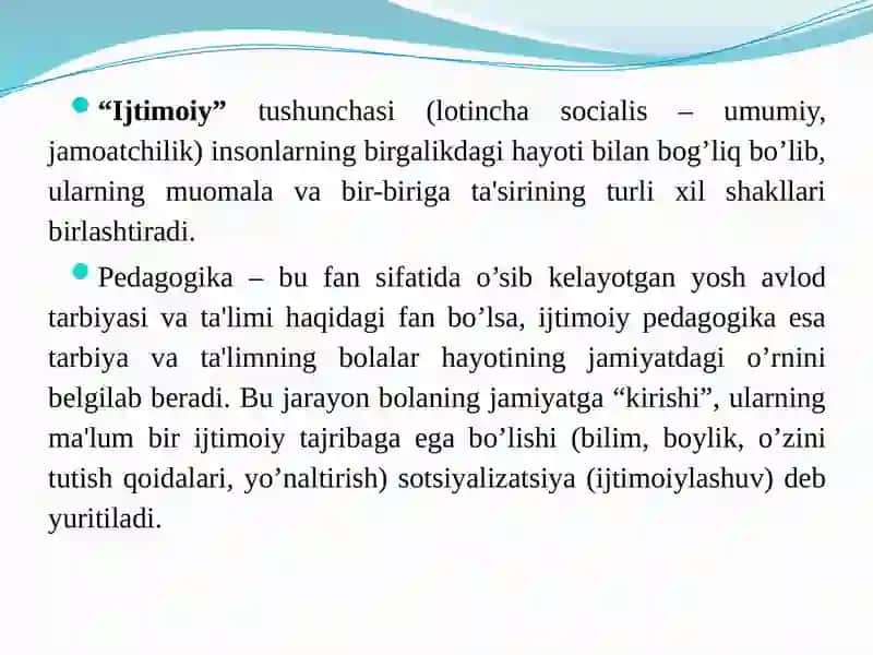 IJTIMOIY PEDAGOGIKA FAN VA AMALIY FAOLIYAT SOHASI SIFATIDA 3