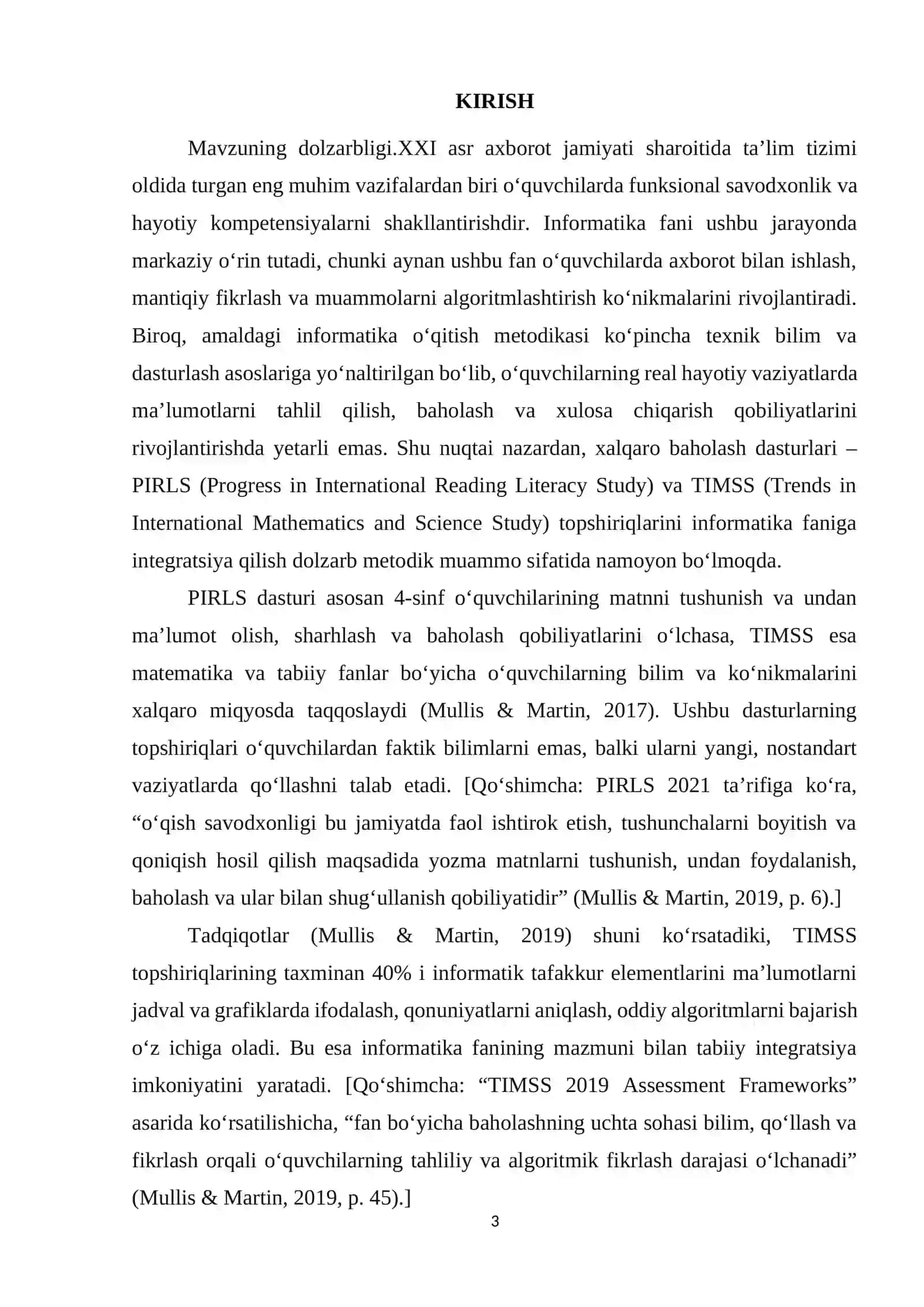 Informatika fanini oʻqitishda xalqaro baholash dasturlari (PIRLS, TIMSS) topshiriqlarini integratsiya qilish metodikasi 3