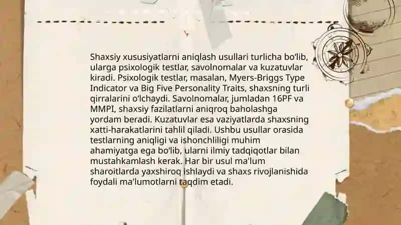 Shaxs Temperamentini o’rganish usullari 3