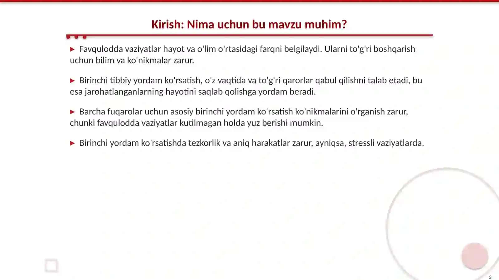 Favqulodda Vaziyatlarda Birinchi Tibbiy Yordam Ko'rsatish 3