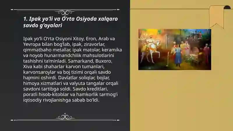 Ipak yoʻli va Oʻrta Osiyoda xalqaro savdo gʻoyalari 3