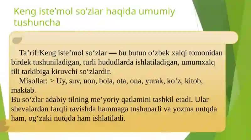 Oʻzbek tilining keng iste'mol soʻzlari me'yoriy Frazeologik me'yor 3