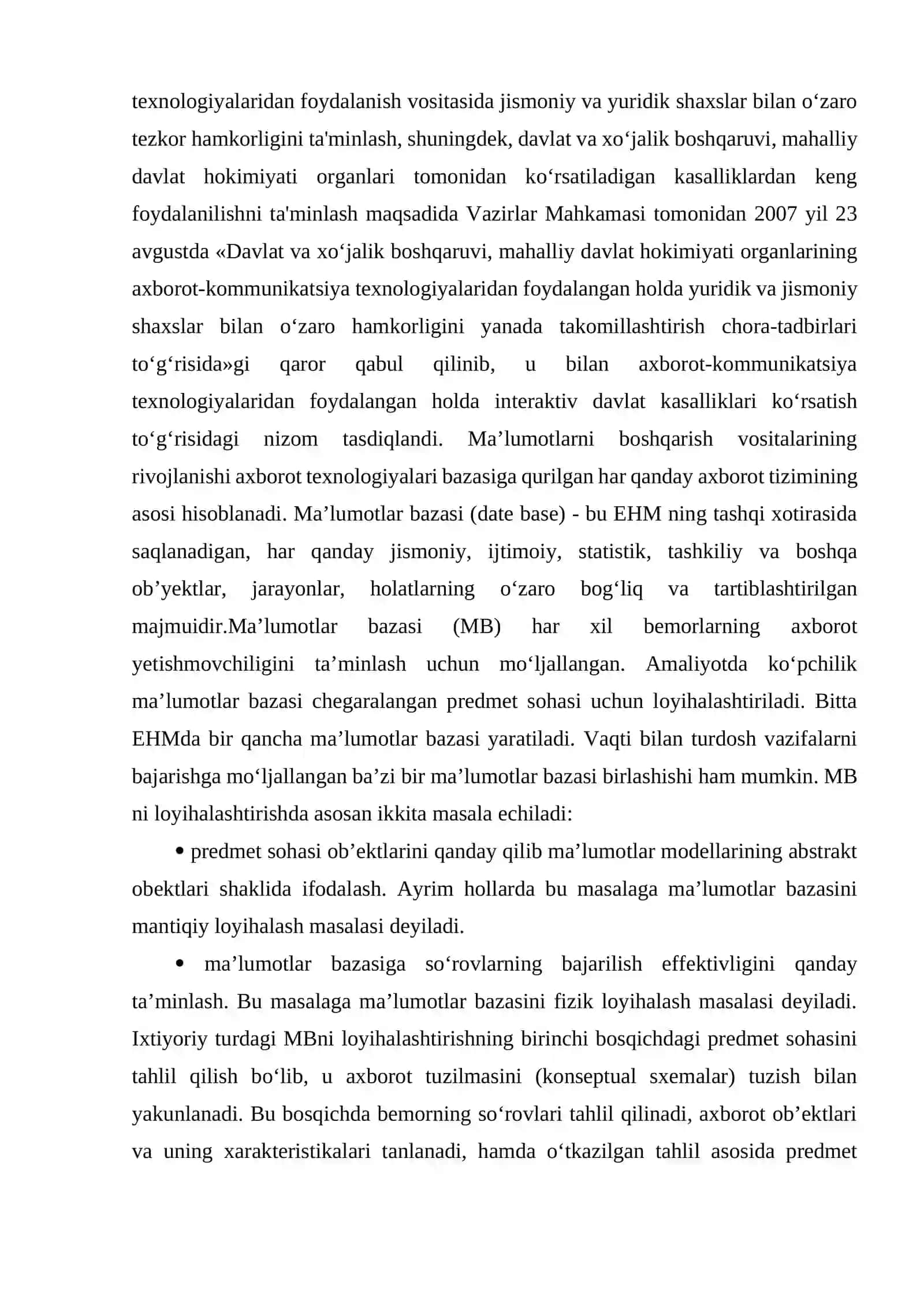 "Ma’lumotlar Bazasi Texnologiyalari" 3
