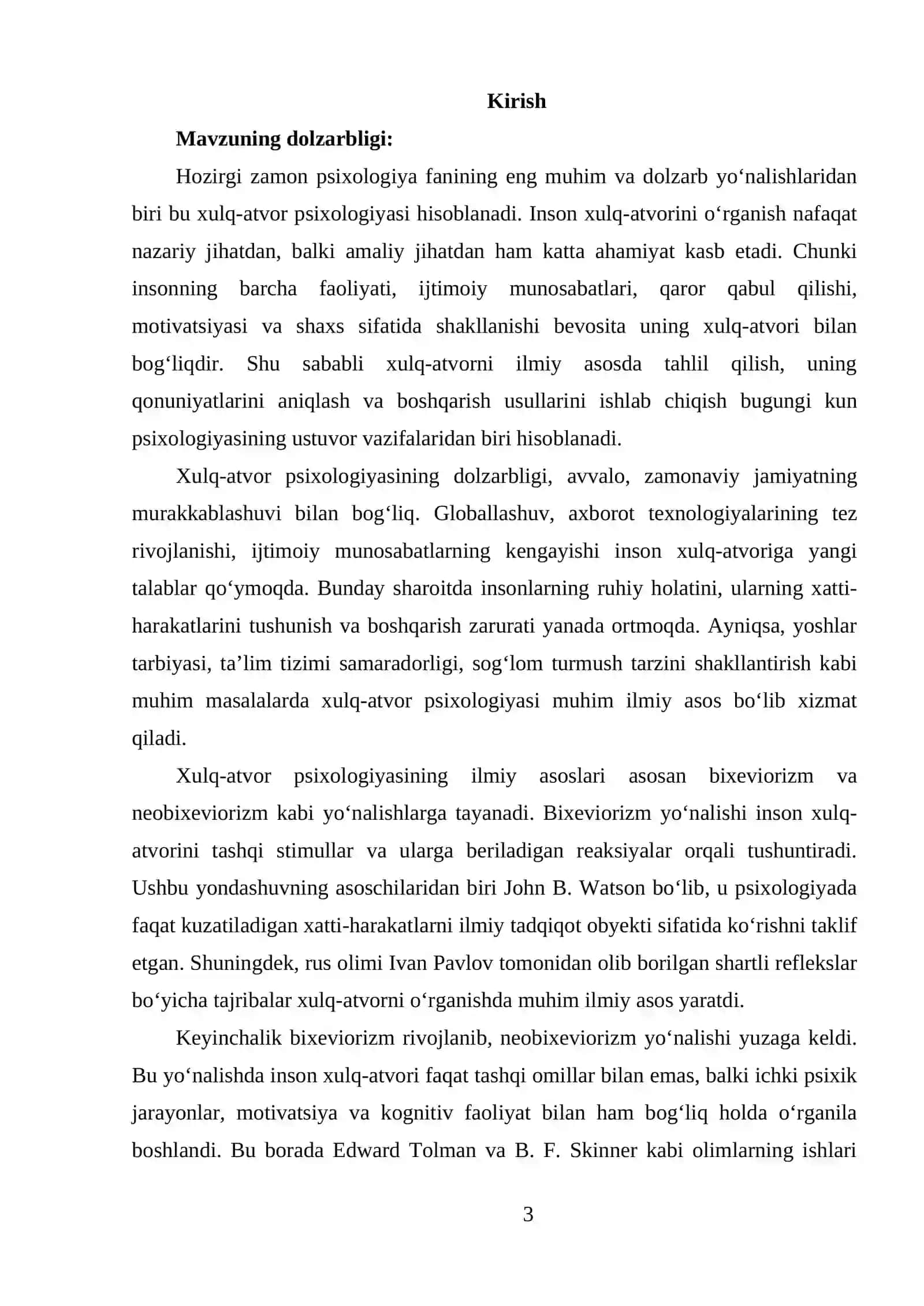 Xulq-atvor psixologiyasining predmeti va vazifalari 3