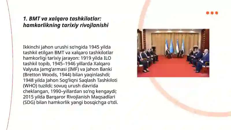 BMT va Xalqaro tashkilotlar bilan hamkorlik 3