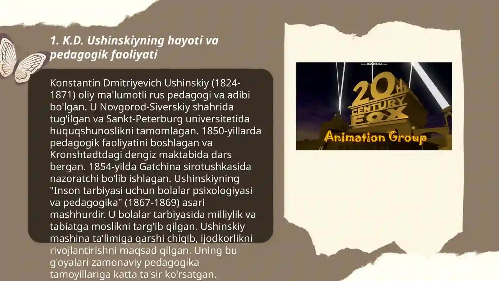 XIX asrning 2-yarimi - XX asrda jahon pedagogika fanining rivoji K.D.Ushinskiyning pedagogik merosi 3