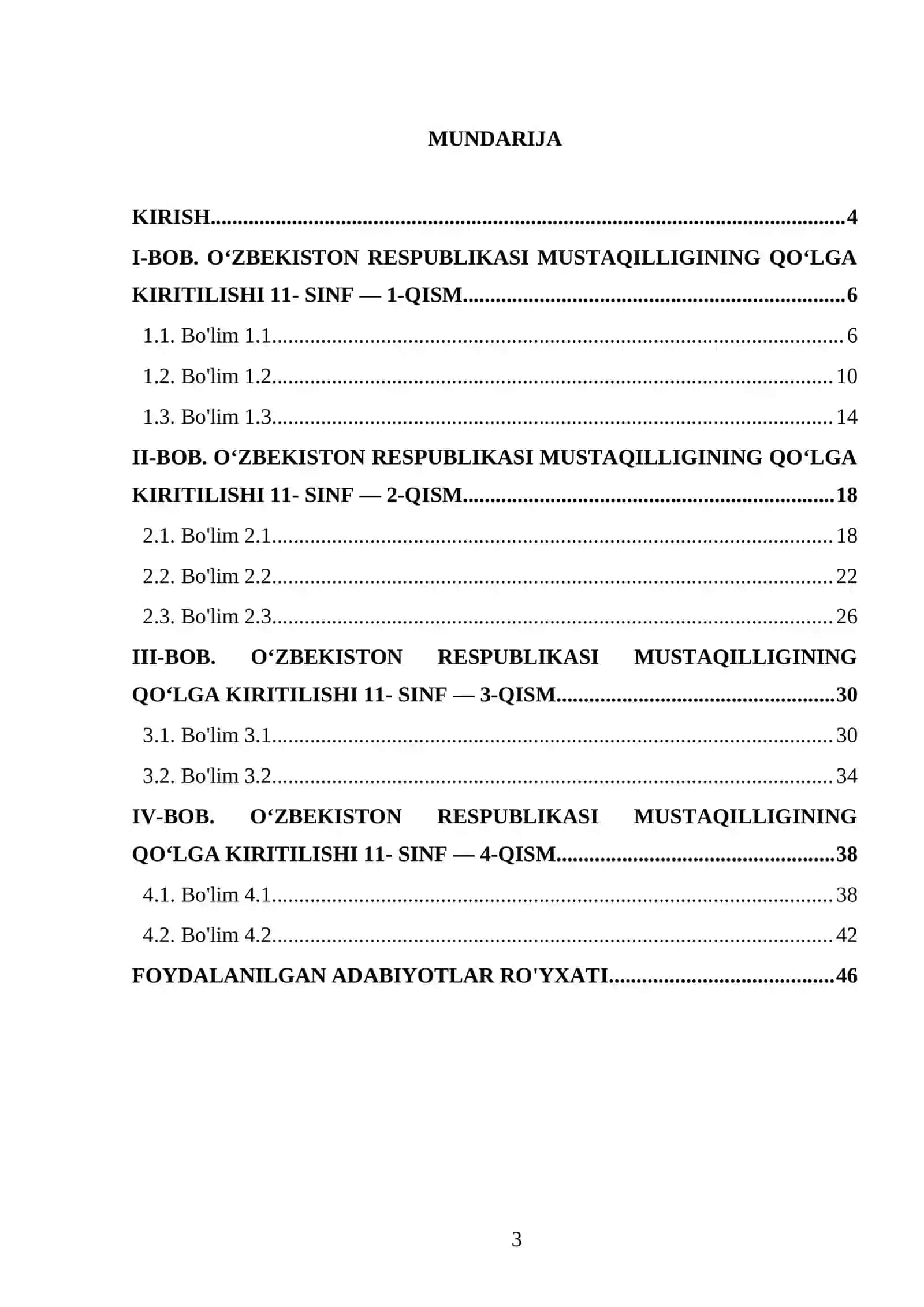 O‘ZBEKISTON RESPUBLIKASI MUSTAQILLIGINING QO‘LGA KIRITILISHI 11- SINF 3