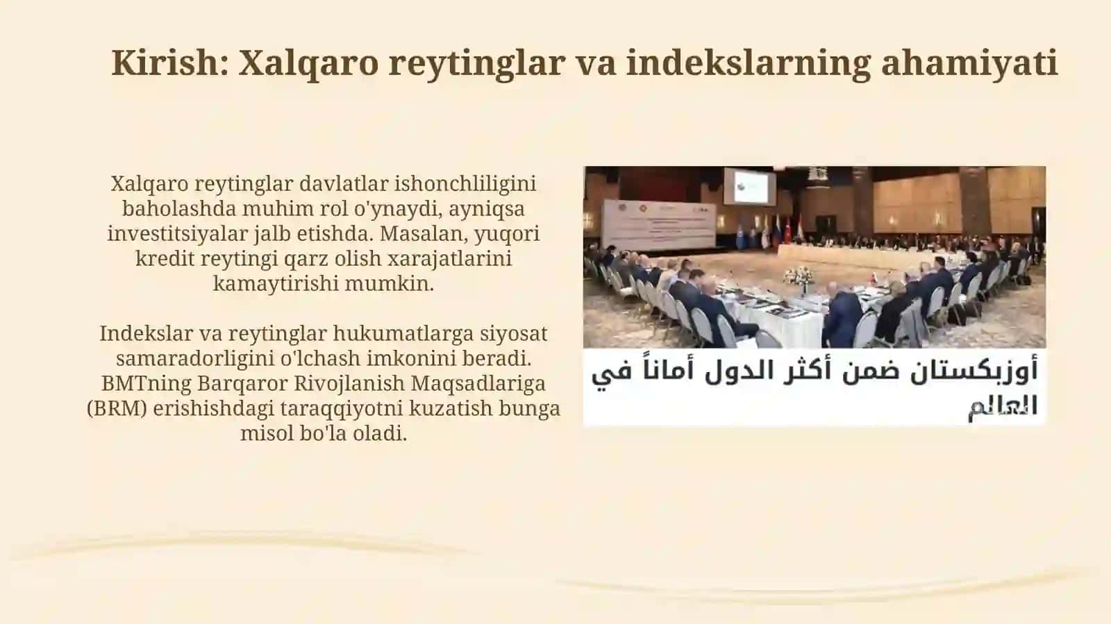 O'zbekiston Respublikasining xalqaro reyting va indekslardagi o'rni va nufuzining ortib borishi 3