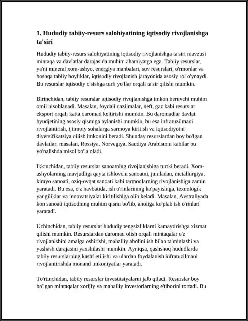 Hududiy tabiiy-resurs salohiyatining iqtisodiy rivojlanishga ta'siri 3