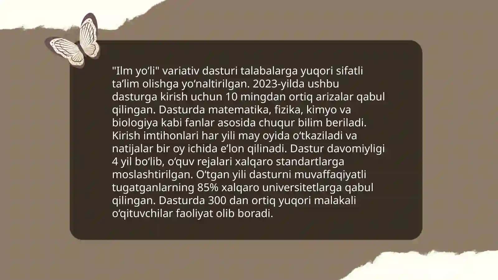 Ilm yoʻli variantiv dasturini qoʻllanilishi 3