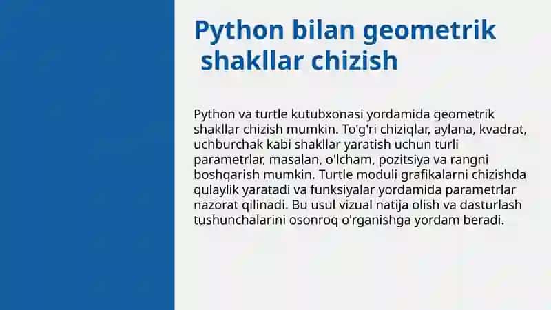Python dasturlash tilida sodda shakllar chizish 3