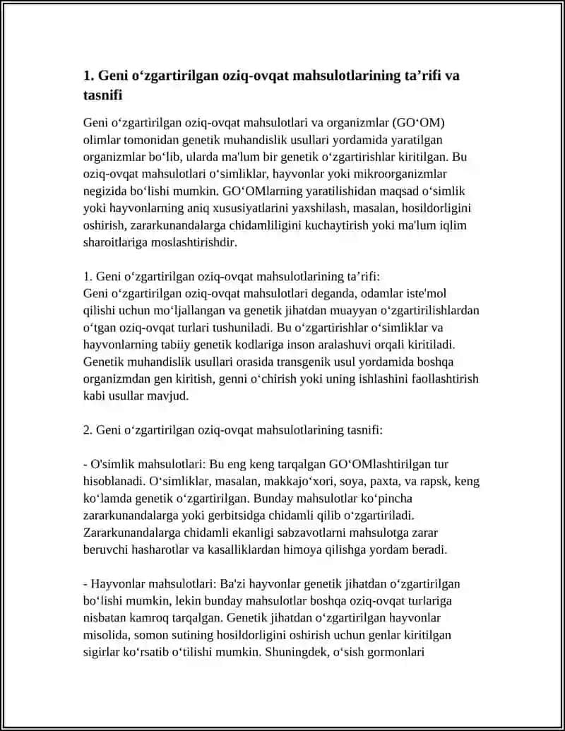 GENI OʻZGARTIRILGAN OZIQ OVQAT MAHSULOTLARI VA ARGANIZMLAR 3