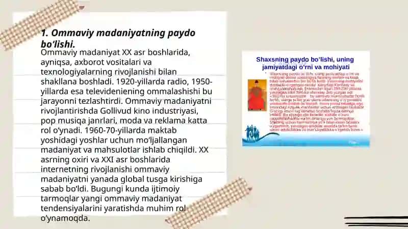 Ommaviy madaniyatning shakllanish tarixi va uning turlari 3