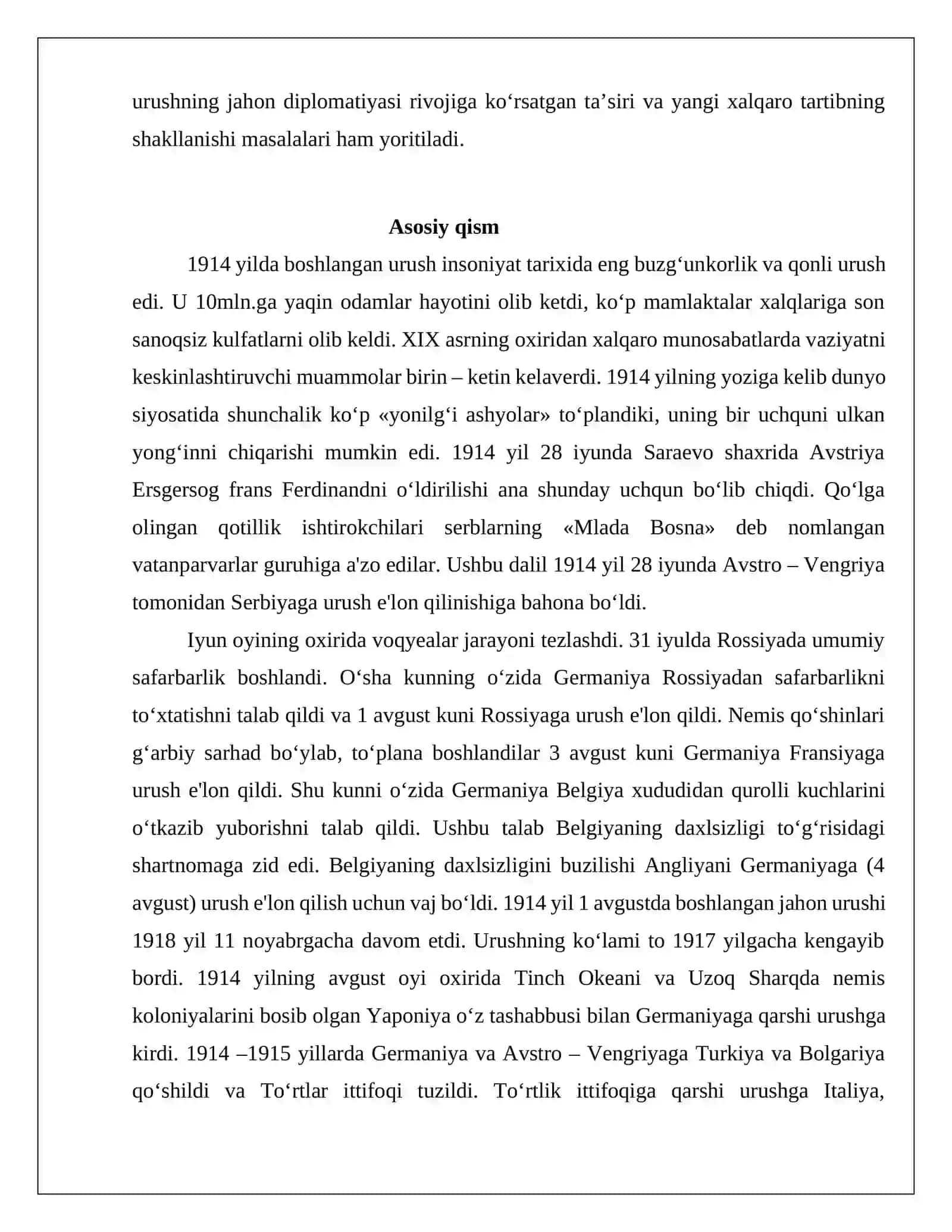 Birinchi jahon urushi yillarida xalqaro munosabatlar va diplomatiya 3