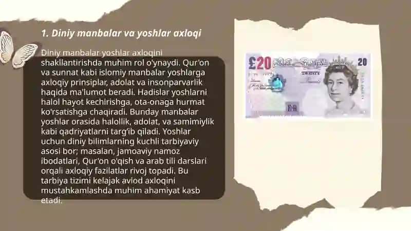 O'zbekiston yoshlarining diniy manbalardagi, axloqiy tarbiyaga oid g'oyalarni o'rganishning ahamiyati 3