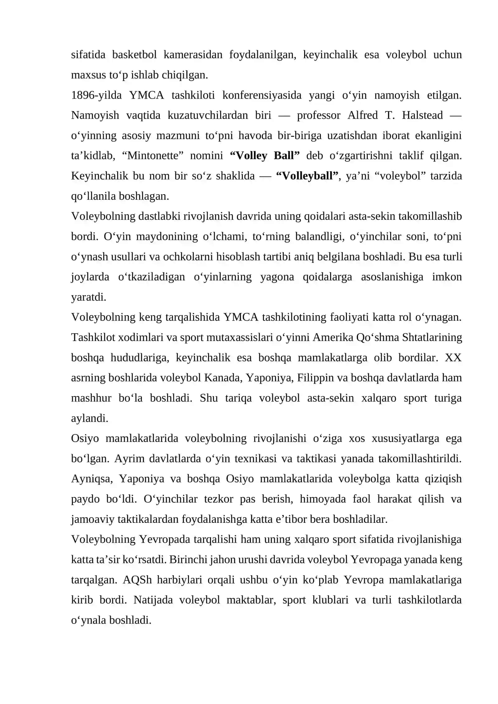 Voleybol o‘yinining kelib chiqiqshi va rivojlanish tarixi 3