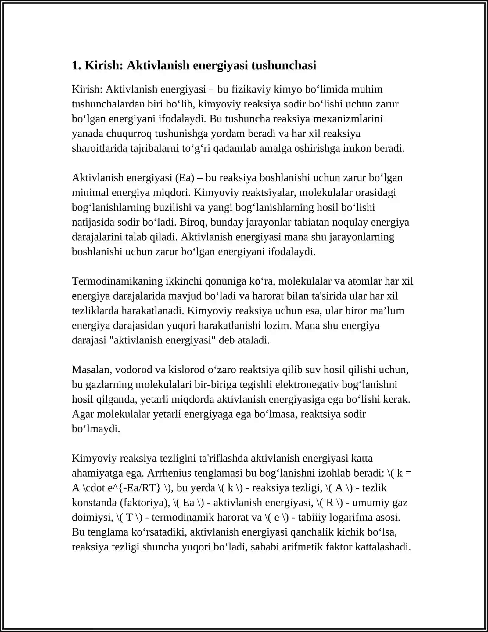 AKTIVLANISH ENERGIYASI VA UNGA TASIR ETUVCHI OMILLAR 3