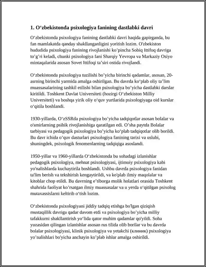 Oʻzbekistonda Psixologiya Fanining Rivojlanish Tarixi 3