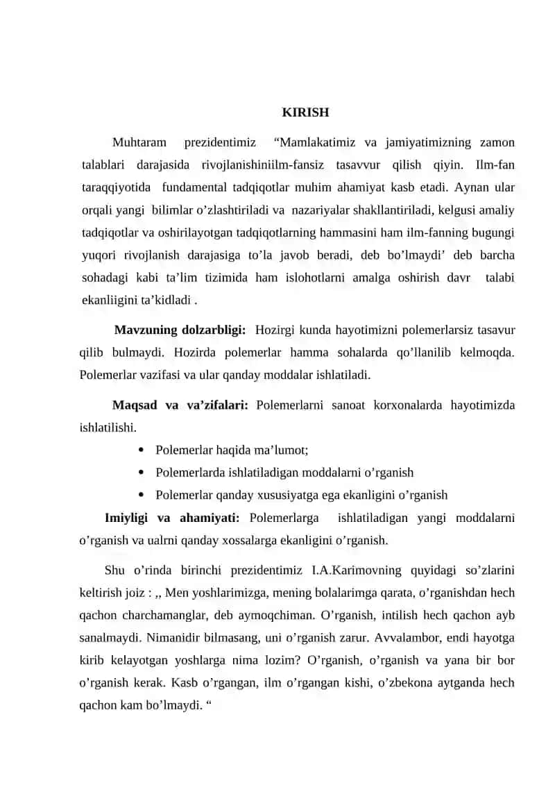 Polimer nanostrukturalar hosil bo’lishi va ularning fizik xossalari 3