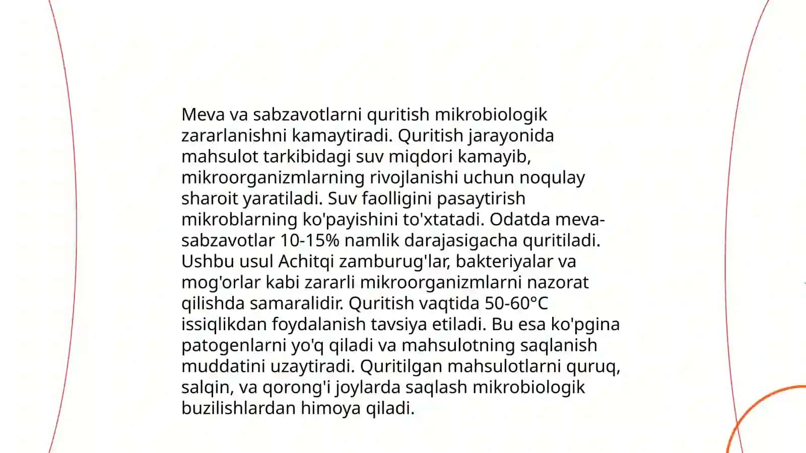Meva va sabzavotlarni mikrobiologik quritish 3