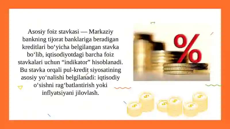 Asosiy foiz stavkasining o'zgarishi boshqa foiz stavkalariga ta'siri 3