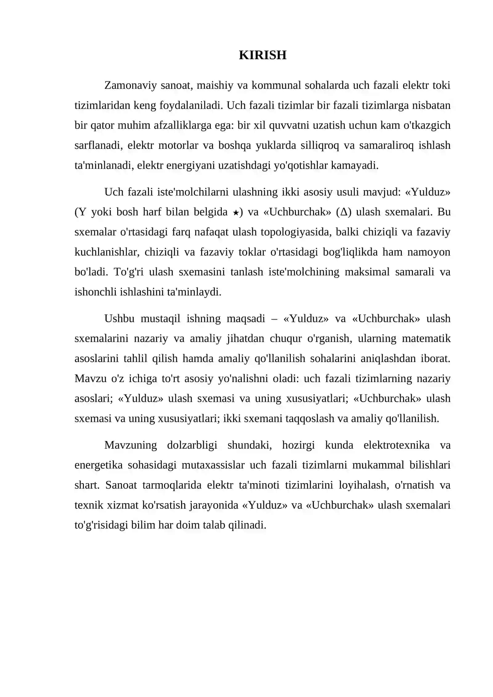Uch fazali iste'molchilarni «yulduz» va «uchburchak» usullarda ulash 3
