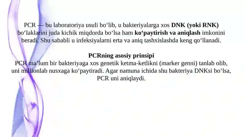 Zanjirli polimeraza reaksiyasi (PCR) orqali bakterial infeksiyalarni aniqlash. 3