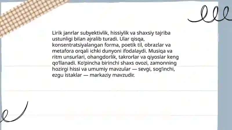 Lirik va dramatik turning janrlari 3