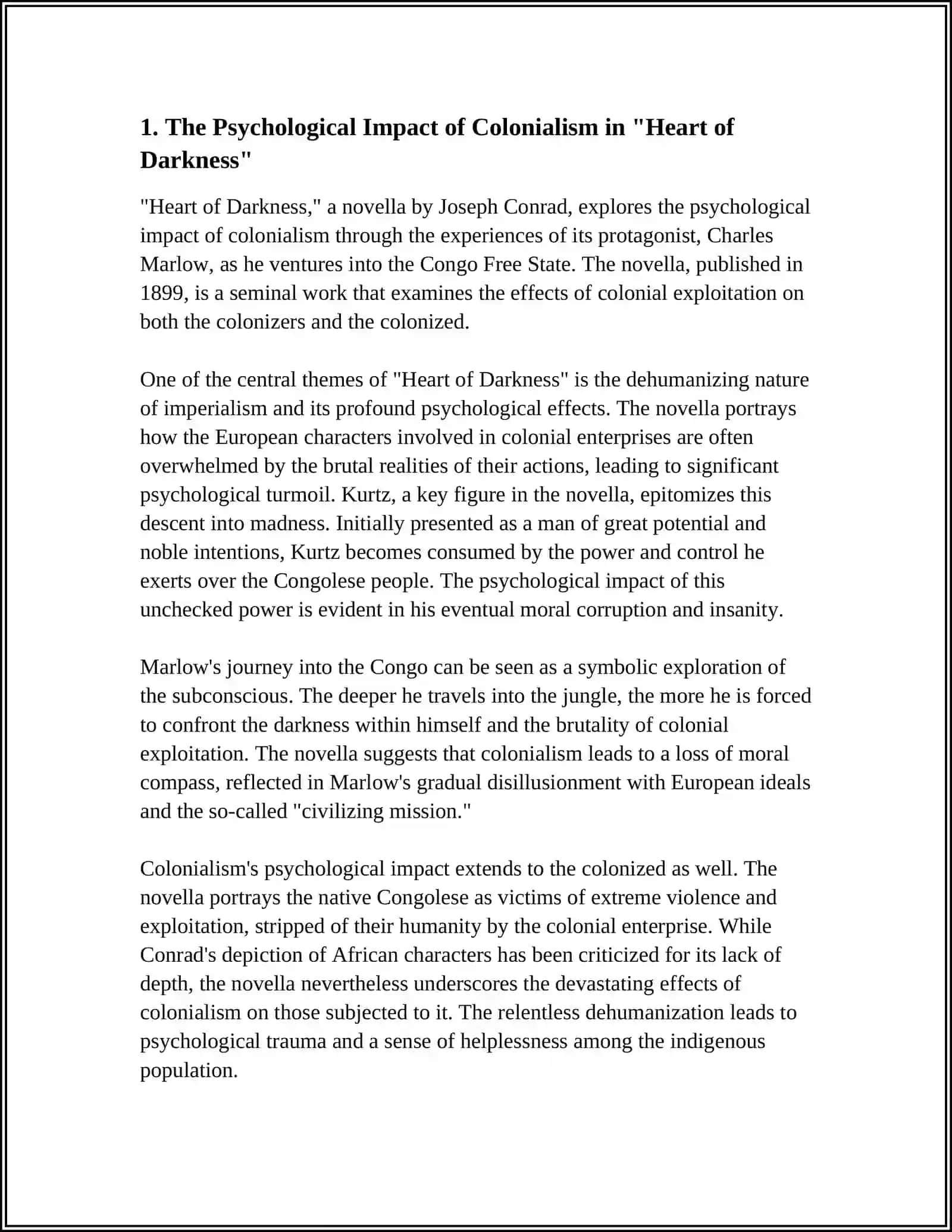 PSYCHOLOGICAL APPROACH TO JOSEF CONRAD’S “HEART OF DARKNESS” ( POSTCOLONIALISM AND RACISM) 3