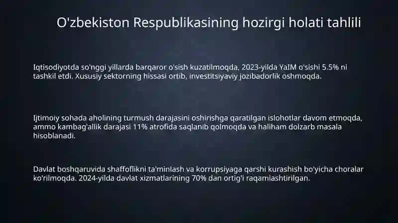 O'zbekiston Respublikasini rivojlantirishning strategik maqsadlari 3